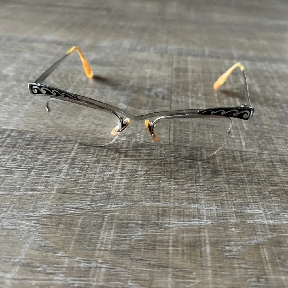 B&L 1/10 12kgf 5 Vintage Cat Eye Glasses Frames Etching 1950s 1960s
